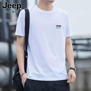 Jeep吉普男士短袖t恤夏季潮流圆领休闲上衣纯棉运动体恤男装