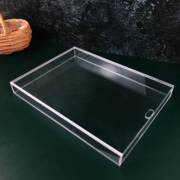 压克力透明托盘带盖子饰品展示盒防尘A4纸文件盒长方形桌面收纳盒