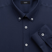 断码hany汉尼纯棉免烫衬衫，男长袖蓝色，牛津纺衬衣高级感