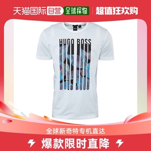 香港直邮HUGO BOSS 男士白色圆领印花T恤 TEE3-50377712-100