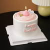 韩式ins风粉色草莓，蜡烛生日蛋糕装饰摆件唯美少女，心卡通烘焙插牌