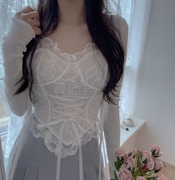 Shawne 韩国 小众品牌 性感蕾丝花边系带吊带背心