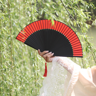 折扇女中国风女式折叠扇子舞蹈，汉服旗袍走秀折扇子，演出易开合好甩