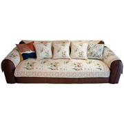 小清新碎花边粉色沙发垫四季通用雪尼尔防滑美式田园沙发坐垫定制