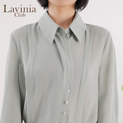 商场同款lavinia春夏，柔软雪纺气质纯色通勤宽松衬衫，女q13c44