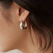 925纯银耳环耳圈女时尚百搭耳钉耳扣 高级感小众设计耳饰品送女友