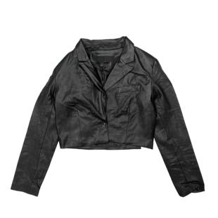 A3079春季女装黑色短款PU皮外套宽松气质一粒扣长袖机车夹克