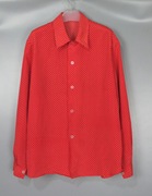 Vintage 古着女款中古90年代红色小波点圆点长袖衬衫