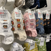 韩国女袜singgoba袜子甜美字母汉堡甜甜圈披萨隐形船袜袜套潮