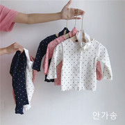 韩国童装春秋婴儿长袖套装宝宝木耳边舒适套装三件套家居服送发带