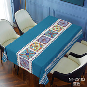 新中式家用防水防油PVC桌布台布长条刺绣摆摊餐桌布茶几盖布