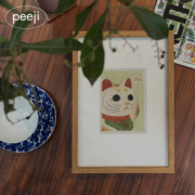 peeji招财猫装饰画客厅，现代简约日式轻奢柚木，挂画新年礼物招福