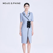 mojos.phine女装蓝色公主系列，梭织连衣裙束腰，显瘦高级感小众