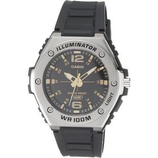 CASIO卡西欧男式黑色表盘不锈钢经典百搭指针式大表盘石英手表