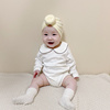 春秋季婴儿纯棉连体衣女儿童洋气，娃娃领长袖包屁衣三角哈衣打底衫