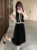 新中式雪纺衬衫半身裙，两件套夏季2024年女装，国风时尚套装黑色