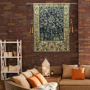 现代简约比利时挂毯背景墙画壁毯《生命之树》客厅卧室装饰画