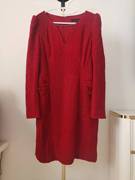 喀啦女装CARAC355深红色暗花修身长袖针织连衣裙原2880