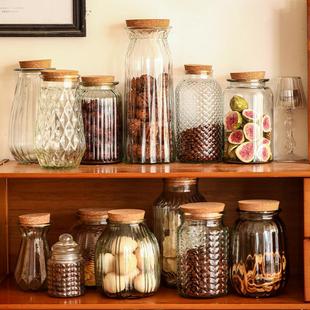 透明浮雕玻璃密封罐木塞，家用厨房大容量，五谷杂粮收纳储物罐定制