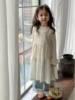 女童韩版镂空背心，裙叠穿2024春装，儿童白色罩裙连衣裙牛仔裤