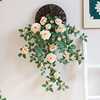 仿真玫瑰壁挂花阳台墙壁绿植物，装饰假花吊花客厅，挂墙花吊兰塑料花