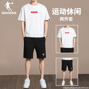 中国乔丹运动套装男士休闲夏装2024夏季短裤短袖t恤衣服搭配一套