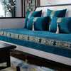 新中式红木沙发垫四季通用防滑坐垫蓝色，雪尼尔高档沙发套罩巾