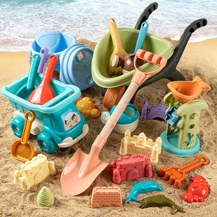 儿童海边沙滩玩具车宝宝海滩，挖沙土工具沙漏，铲子桶大号套装玩沙池