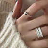 个性字母白色戒指女时尚气质S925银简约爱心开口指环食指戒潮