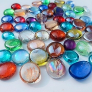 装饰玻璃砂鱼缸小鱼缸雨花假石头，扁珠玻璃石搭配(石，搭配)五彩彩石子彩色