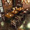 复古做旧美式咖啡厅桌椅组合实木西餐厅桌椅咖啡馆餐椅沙发餐桌椅