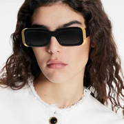 太阳眼镜女潮2023长方框金色镶边跨境太阳镜防紫外线墨镜