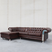 简约北欧头层牛皮沙发现代皮艺转角沙发美式创意小户型客厅沙发