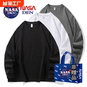 NASA联名美式纯棉长袖T恤男春秋季潮牌百搭打底衫圆领情侣款卫衣