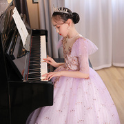 儿童晚礼服女童蓬蓬小孩花童公主裙拍摄影婚纱主持人高端钢琴演奏