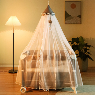 coolbaby婴儿床蚊帐带支架家用可升降儿童通用宝宝防蚊罩遮光公主