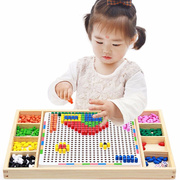 儿童蘑菇钉插板拼图宝宝，幼儿玩具diy玩具，立体拼图儿童玩具多功能