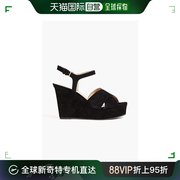 香港直邮潮奢 Sergio Rossi 塞乔 罗西 女士绒面革防水台坡跟凉鞋
