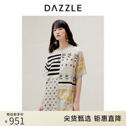 DAZZLE地素奥莱针织连衣裙春夏装法式气质复古拼接裙子短裙女