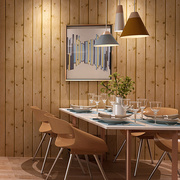现代简约新中式木纹墙纸原木色木板壁纸客厅阁楼天花板服装店壁纸