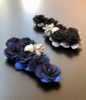 4朵价手工胶粘藏青黑色不织布盘带六朵布艺花朵珍珠麦穗装饰饰品