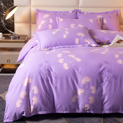 床上双面磨毛紫色四件套全棉纯棉女生高级感1米8床单南通家纺1米5