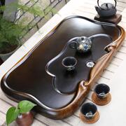 黑檀木茶盘家用整块实木茶海茶台小号长方形原木花梨托盘简约排水