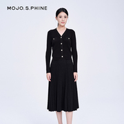 mojo秋冬季韩版a字高级垂坠感收腰显瘦半身裙，女装黑色简约中长裙