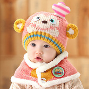 宝宝帽子冬季加绒婴儿帽子6-12个月1-2岁保暖护耳毛绒帽男女童帽