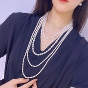 珍珠项链多层毛衣链双层时尚天然珍珠，长款毛衣链淡水珍珠毛衣链