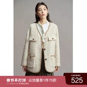 大码女装淑女小香风外套冬装澳毛圈圈呢气质温柔短外套女