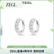 ZEGL圆环耳环女925纯银小耳圈耳钉睡觉不用摘简约素圈耳扣耳饰品