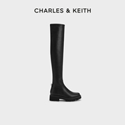 charles&keith冬女靴，ck1-90360398厚底加绒过膝靴，长筒瘦瘦靴女