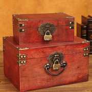小木盒子复古收纳盒大号，木箱子带锁家用首饰储物盒收藏盒密码箱